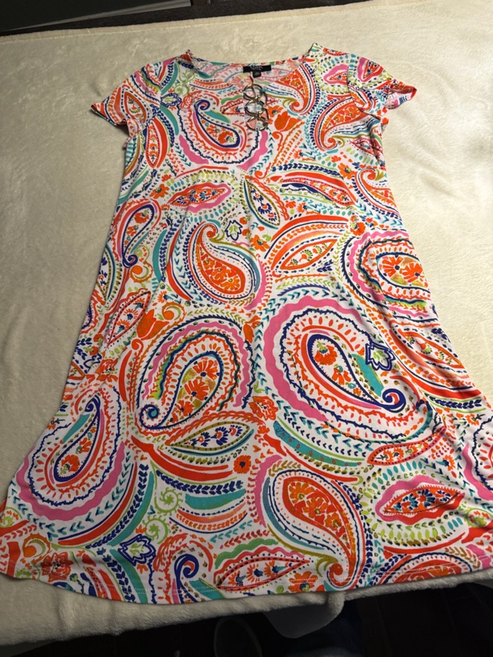 MSK Paisley Maxi Dress in White, Orange, Pink, Blue, Green